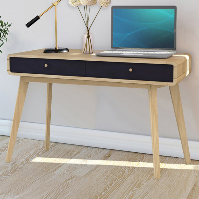 Loft24 Cassie 2 Drawer Oak Black Compact Desk - Size: 79 x 120 x 50cm - oak/black - Wilko - image 1