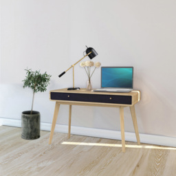 Loft24 Cassie 2 Drawer Oak Black Compact Desk - Size: 79 x 120 x 50cm - oak/black - Wilko - thumbnail 6