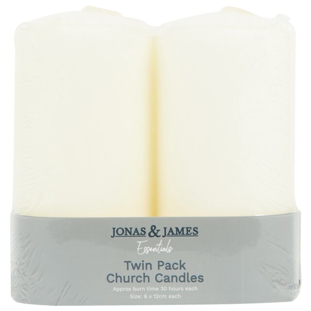 Twin Pack Church Candles White - Wilko - image 1