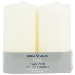 Twin Pack Church Candles White - Wilko