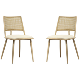 Furniture One Set of 2 Oak Rattan Mid-Century Dining Chair - Wilko - thumbnail 3