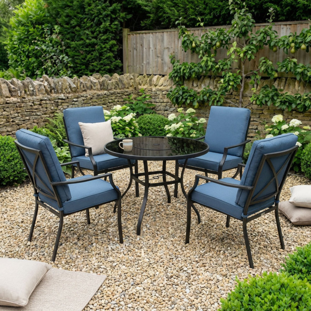 Sardinia 4 Seater Patio Dining Set - Blue - Outdoor Essentials - Wilko - image 1