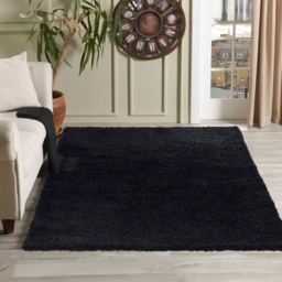 Desire Rugs Oxford Black Plain Shaggy Rug 120 x 170cm - Wilko - thumbnail 3