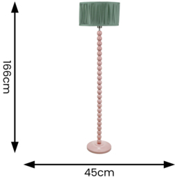 ValueLights Bobbins Ruched Pleated Green Drum Shade Painted Rose LED Floor Lamp - Pink - Wilko - thumbnail 5