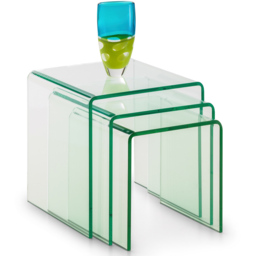Julian Bowen Amalfi Bent Glass Nest of Tables Set of 3 - Size: 43 x 43 x 43cm - Clear - Wilko - thumbnail 3