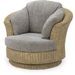 Desser Arlington Lyon Grey Natural Rattan Swivel Chair - Size: Single - Wilko - thumbnail 3
