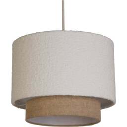 Lighting Collection Aurelia 2 Tier White and Gold Boucle Ceiling Shade - Size: 24 x 30 x 30cm - Wilko