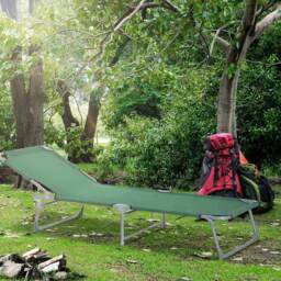 Outsunny Sun lounger Camping Cot Green - Size: 58 x 15 x 71cm - Wilko - thumbnail 1