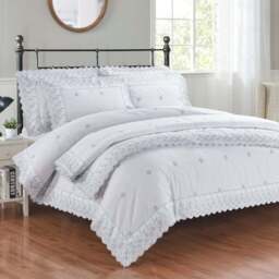 Serene Gabrielle King Size Floral Duvet Cover Set - Silver - Wilko