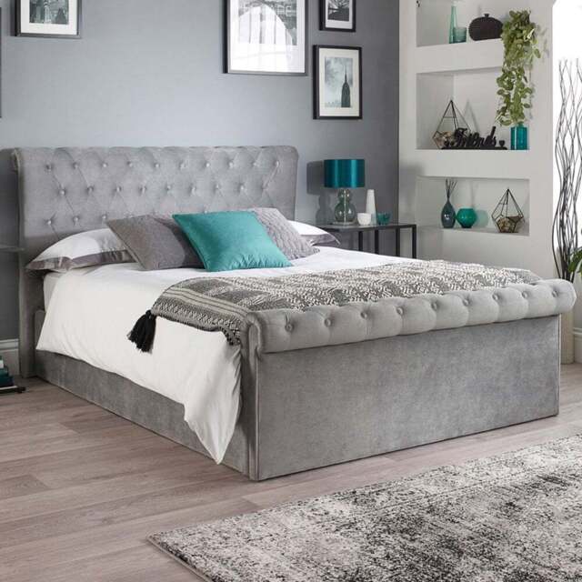 Aspire Chesterfield King Size Grey Ottoman Bed - Aspire Beds - Wilko - image 1