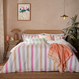 Yvonne Ellen Super King Size Multicolour Wobble Stripe Reversible Duvet Set - Wilko