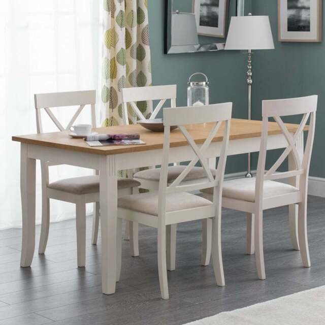 Julian Bowen Davenport Dining Table Oak and Ivory - Size: 4 Seater - Cream - Wilko - image 1
