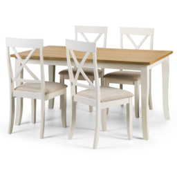 Julian Bowen Davenport Dining Table Oak and Ivory - Size: 4 Seater - Cream - Wilko - thumbnail 4