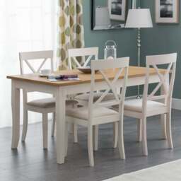Julian Bowen Davenport Dining Table Oak and Ivory - Size: 4 Seater - Cream - Wilko
