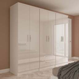 Crowndale Knightsbridge 6 Door 2 Drawer Kashmir Gloss Tall Wardrobe Ready Assembled - Kashmir Gloss & Kashmir - Wilko - thumbnail 1