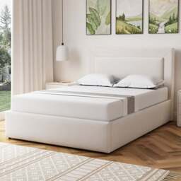 Artemis Home Weston Double Beige Linen Upholstered Ottoman Bed - Wilko - thumbnail 1