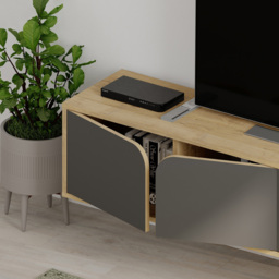 Decortie Spark 4 Door Oak Anthracite Grey Modern TV Unit - Size: 35 x 180 x 35.6cm - Multi - Wilko - thumbnail 4