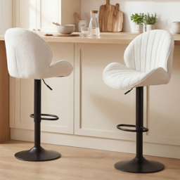 Portland Cream Chenille Swivel Bar Stools Set of 2 - Wilko - thumbnail 1