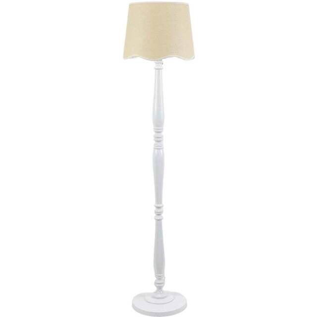 ValueLights Victoria Scallop White Edge Shade White Wood LED Floor Lamp - Wilko - image 1