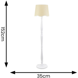 ValueLights Victoria Scallop White Edge Shade White Wood LED Floor Lamp - Wilko - thumbnail 7