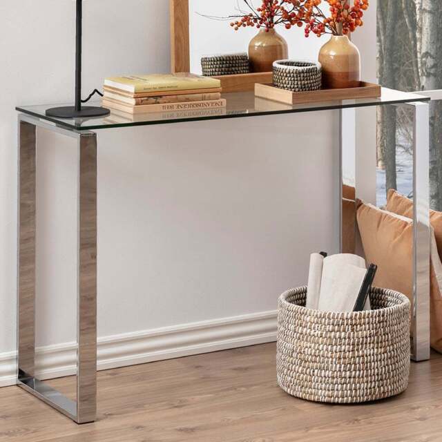 Florence Katrine Glass Top Console Table - Silver - Furniture To Go - Wilko - image 1