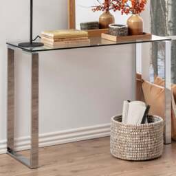 Florence Katrine Glass Top Console Table - Silver - Furniture To Go - Wilko