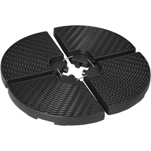 Outsunny 4 Piece Wicker Effect Parasol Base - Black - Wilko - image 1