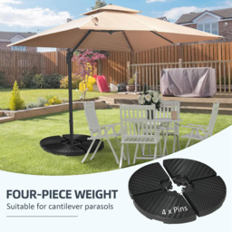Outsunny 4 Piece Wicker Effect Parasol Base - Black - Wilko - thumbnail 5