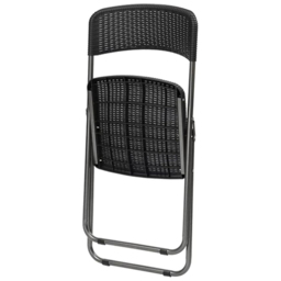 Garden Gear Set of 4 Black Rattan Effect Folding Plastic Dining Chair - Size: 84 x 46 x 53cm - Wilko - thumbnail 4