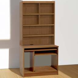 R White Cabinets 6 Shelf Computer Desk with Hutch Brown - Size: 182.8 x 85 x 54cm - Wilko