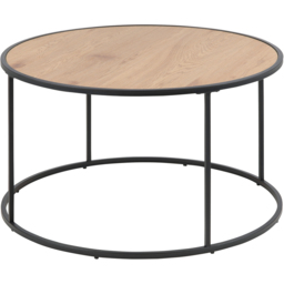 Florence Seaford Oak and Black Metal Round Coffee Table - Furniture To Go - Wilko - thumbnail 4