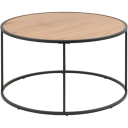 Florence Seaford Oak and Black Metal Round Coffee Table - Furniture To Go - Wilko - thumbnail 3