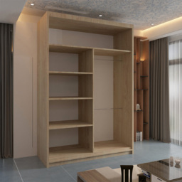Sliding Wardrobes 4U Batumi 2 Door Oak Small Curved Mirrored Wardrobe 120cm - Brown - Wilko - thumbnail 4