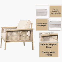 Shatchi 7 Seater Cream Outdoor Aluminium Sofa Set - Wilko - thumbnail 5