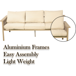 Shatchi 7 Seater Cream Outdoor Aluminium Sofa Set - Wilko - thumbnail 7