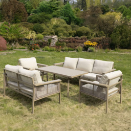 Shatchi 7 Seater Cream Outdoor Aluminium Sofa Set - Wilko - thumbnail 4