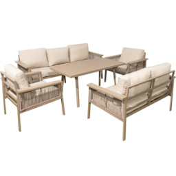 Shatchi 7 Seater Cream Outdoor Aluminium Sofa Set - Wilko - thumbnail 3