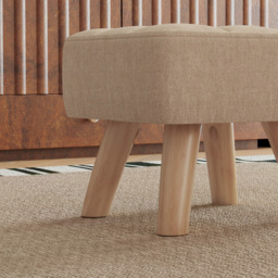 HOMCOM Modern Tufted Fabric Foot Stool with Rubber Wood Legs - Size: 19 x 30 x 30cm - Brown - Wilko - thumbnail 4