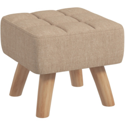 HOMCOM Modern Tufted Fabric Foot Stool with Rubber Wood Legs - Size: 19 x 30 x 30cm - Brown - Wilko - thumbnail 3