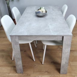 Kosy Koala 4 Seater Faux Leather Gem Pattern Dining Set Stone Grey Effect and White - Multi - Portland - Wilko