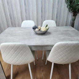 Kosy Koala 4 Seater Faux Leather Gem Pattern Dining Set Stone Grey Effect and White - Multi - Portland - Wilko - thumbnail 7