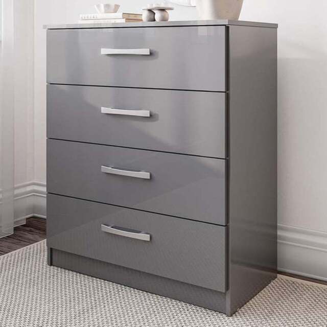 Lynx 4 Drawer Grey Chest of Drawers - Birlea - Wilko - image 1