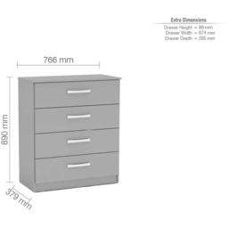 Lynx 4 Drawer Grey Chest of Drawers - Birlea - Wilko - thumbnail 5