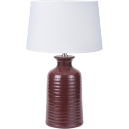 Pacific Lifestyle Helka White Fabric Shade Mulberry Robbed Glaze Ceramic Table Lamp - Size: 49 x 30 x 30cm - Red - Wilko