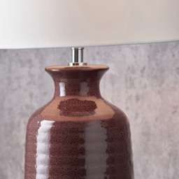 Pacific Lifestyle Helka White Fabric Shade Mulberry Robbed Glaze Ceramic Table Lamp - Size: 49 x 30 x 30cm - Red - Wilko - thumbnail 4