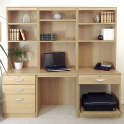 R White Cabinets SET-14-IN-CO Desk Drawer Printer Unit and Hutch Bookcase Home Office Furniture Set - Size: 182 x 170 x 54cm - Brown - Wilko