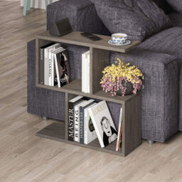 Decortie Homemania 4 Shelf Dark Coffee Wooden Side Table - Size: 60 x 60 x 19.5cm - Brown - Wilko - thumbnail 5