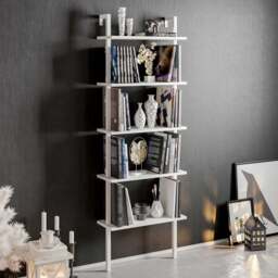 Decorotika Piante 5 Shelf White Bookshelf - Size: 174 x 60 x 22cm - Wilko