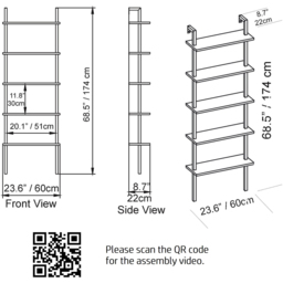 Decorotika Piante 5 Shelf White Bookshelf - Size: 174 x 60 x 22cm - Wilko - thumbnail 6
