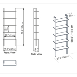 Decorotika Piante 5 Shelf White Bookshelf - Size: 174 x 60 x 22cm - Wilko - thumbnail 7
